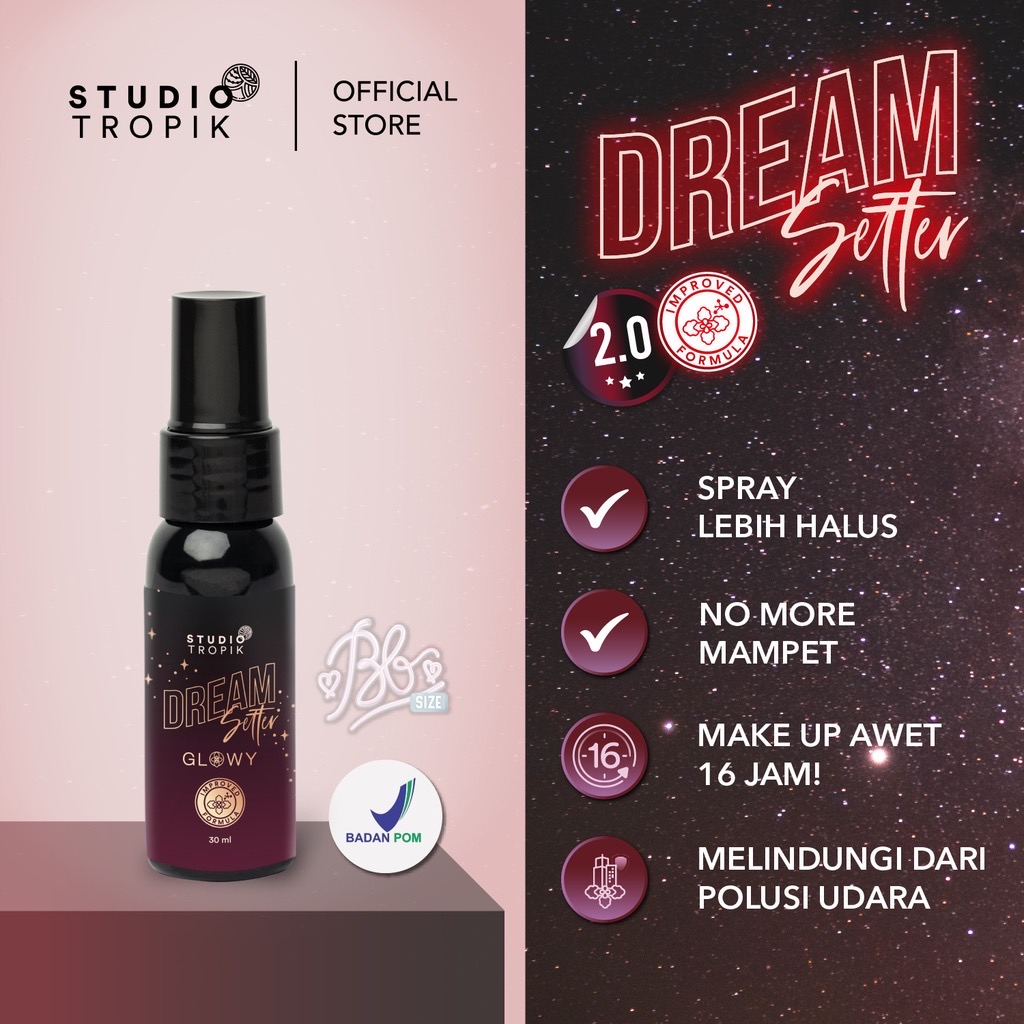 Studio Tropik Bb Size Dream Setter Pollution Protection + Make-up Setting Spray 30ml - Glowy