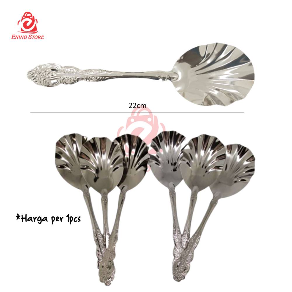 Centong Kuah Sayur Motif Kerang Stainless - Sendok Prasmanan