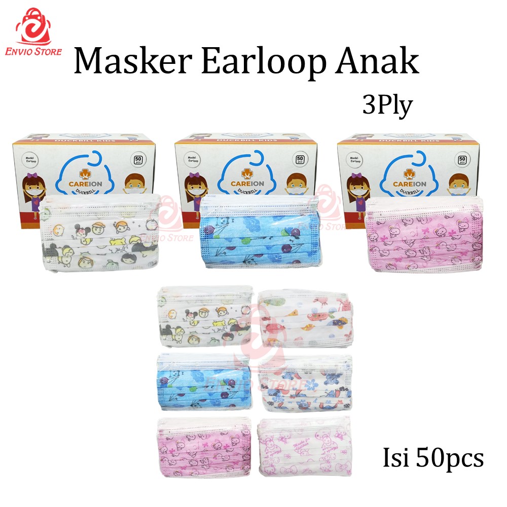 (Isi 50) Masker Earloop Karakter Anak 3ply - Disposable Mask