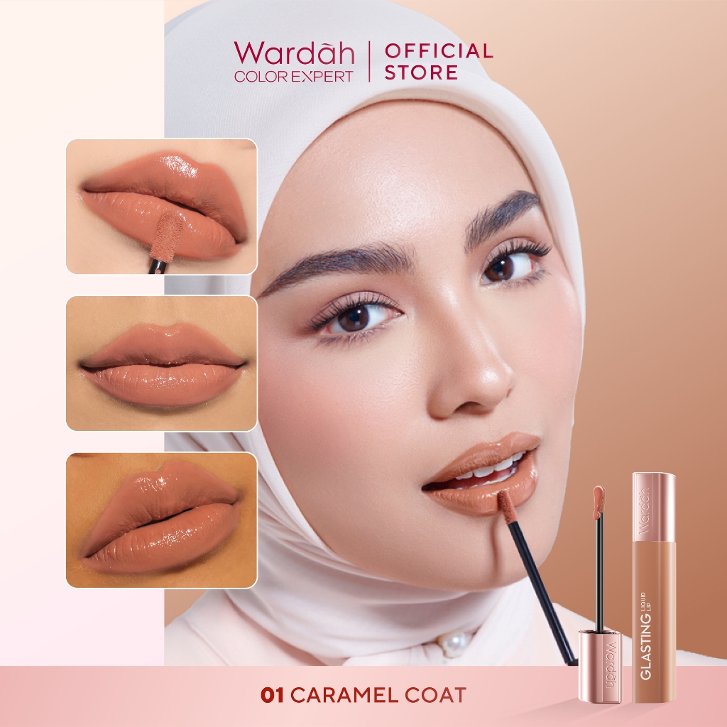 Wardah Glasting Liquid Lip 3.5gr (Lip Cream Transferproof) - 01 Caramel Coat