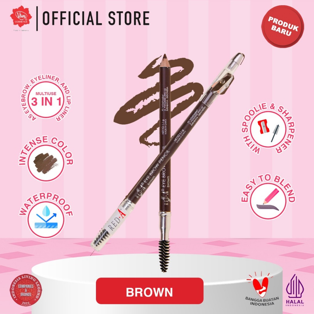 Red-A Eye Brow Pencil 1.1gr (Pensil Alis) - Brown