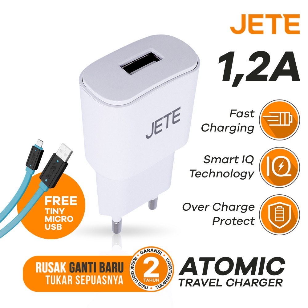 JETE Charger Atomic 1USB 1.2A + Kabel Micro USB
