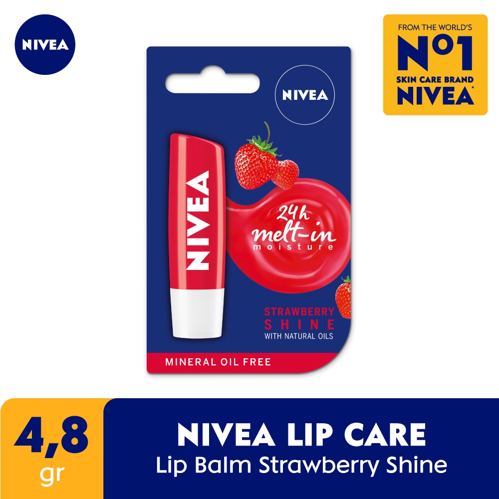 Nivea Caring Lip Balm - Strawberry Shine (Merah)
