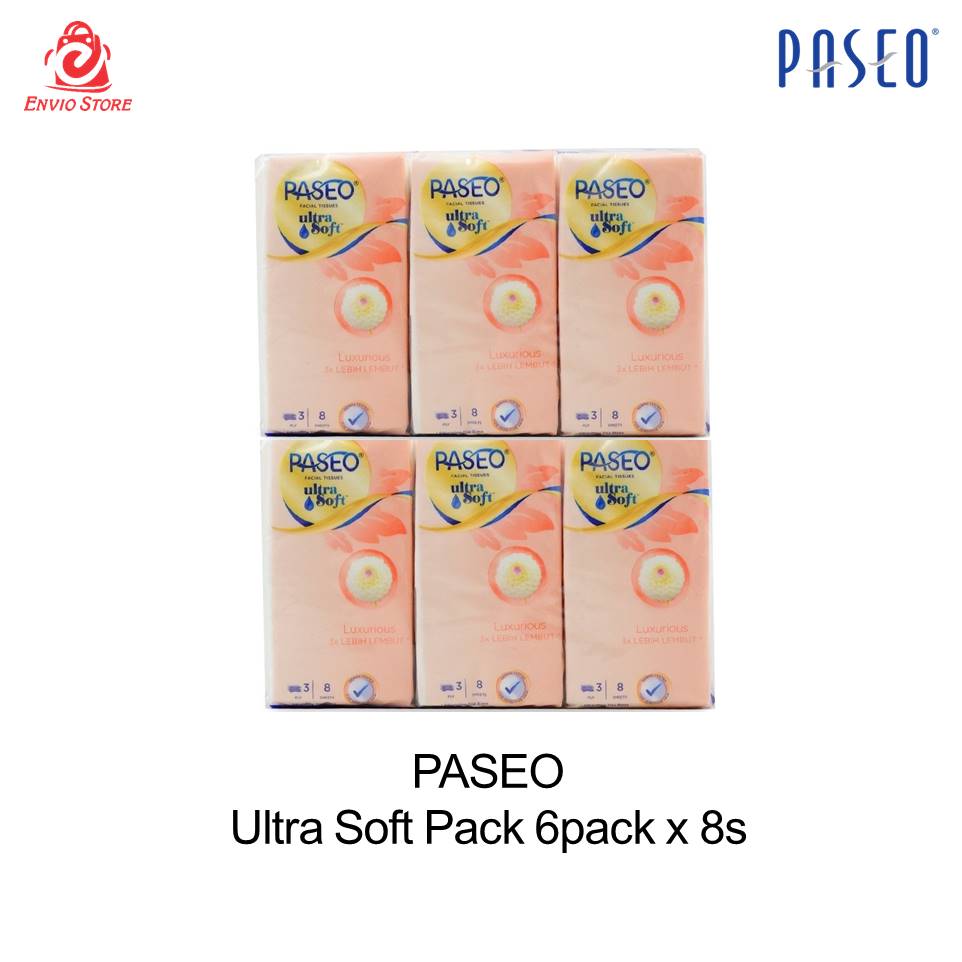 Tissue Paseo Ultrasoft Pocket 3ply - 6pack 8s