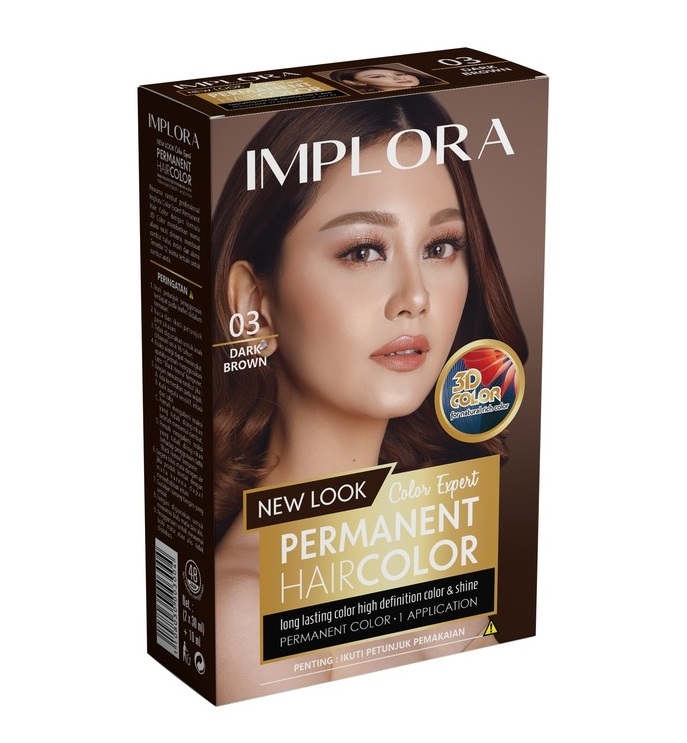 Implora Permanent Hair Color 03 DARK BROWN (Semir Rambut)