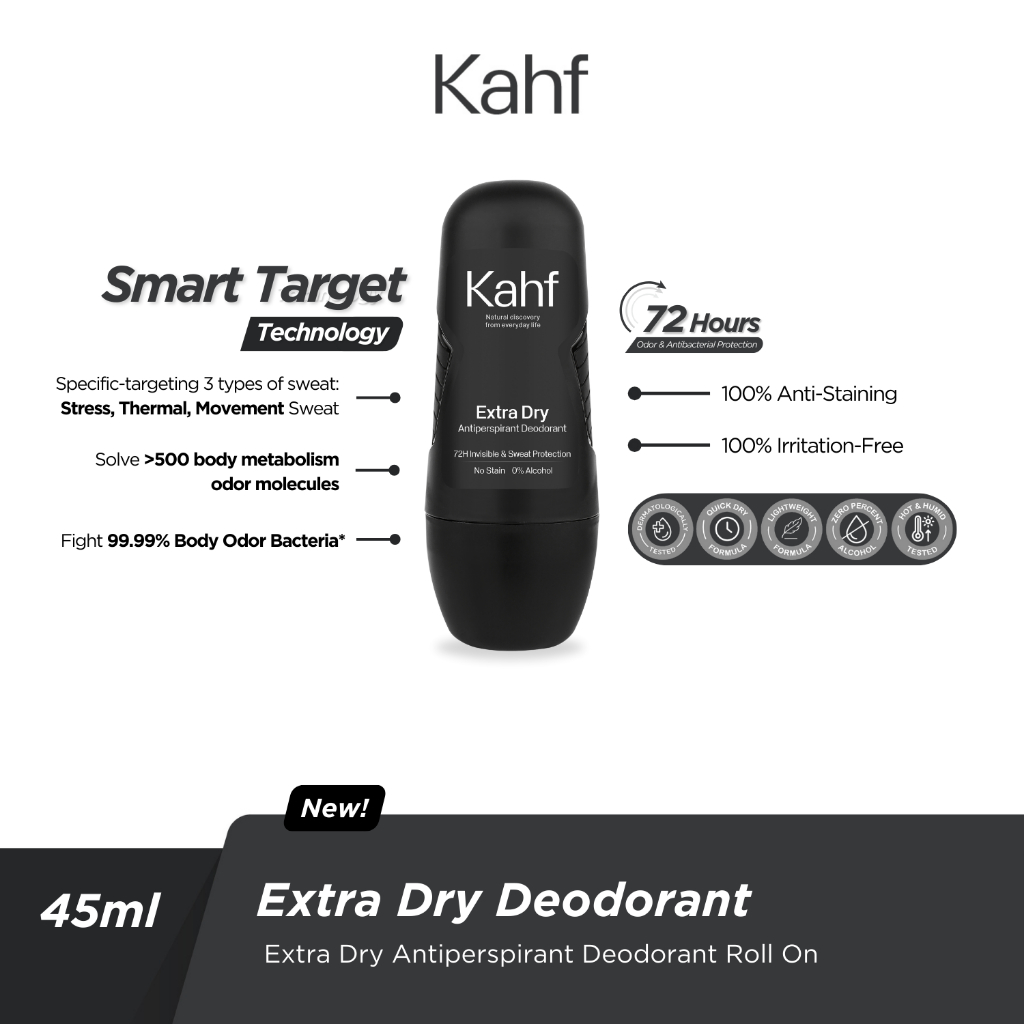 Kahf Antiperspirant Deodorant Roll On 45ml - Extra Dry