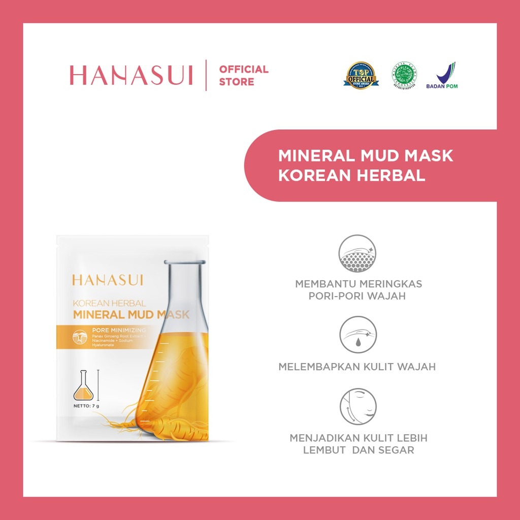 HANASUI Mineral Mud Mask Korean Herbal 7gr (Kuning)