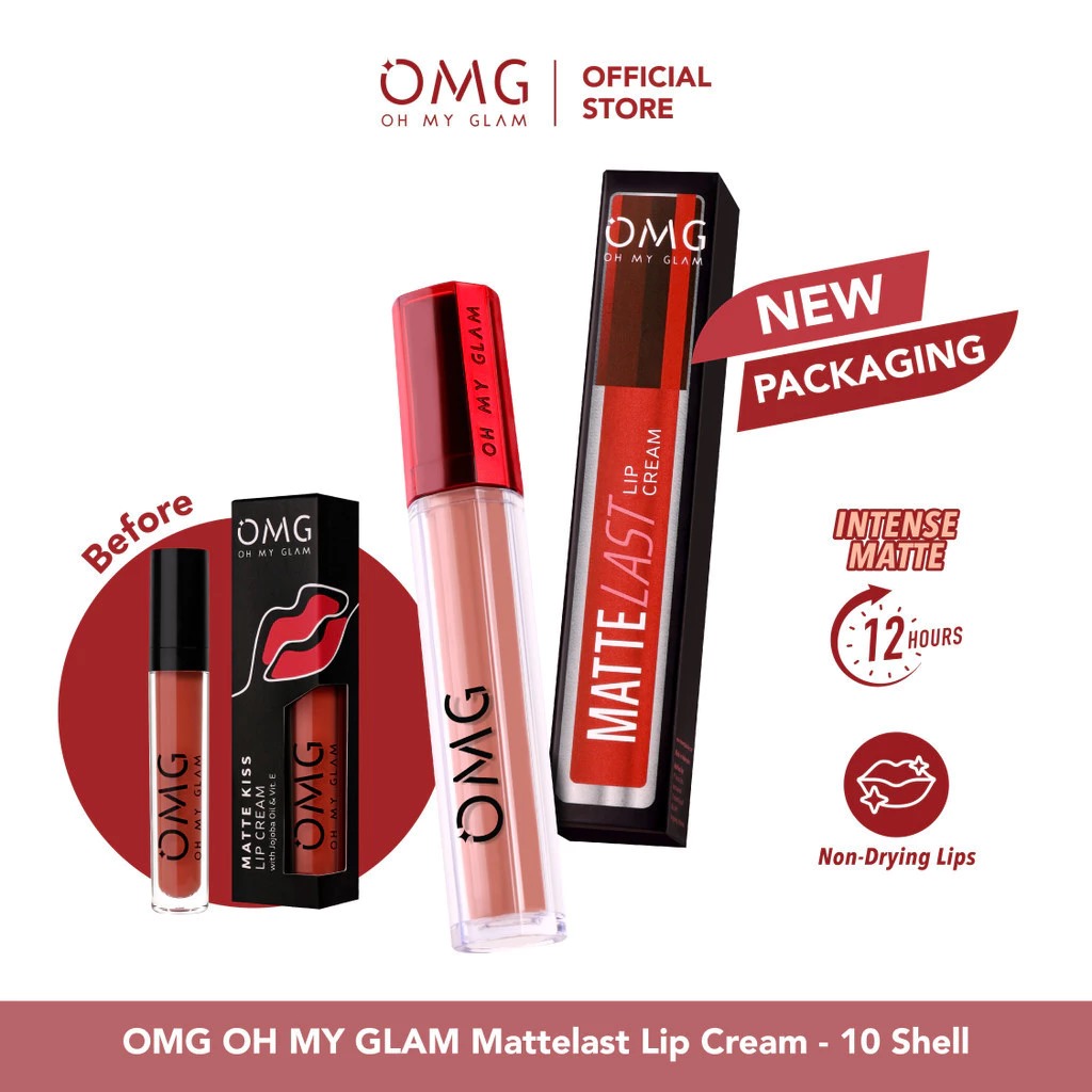 Oh My Glam Mattelast Lip Cream - 10 Shell 2.9g (OMG)