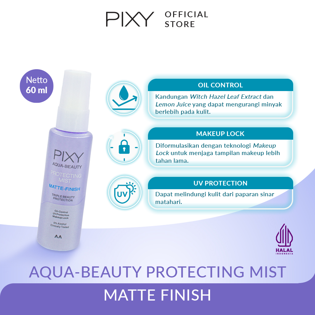 Pixy Aqua Beauty Protecting Mist Matte Finish 60ml (Ungu)