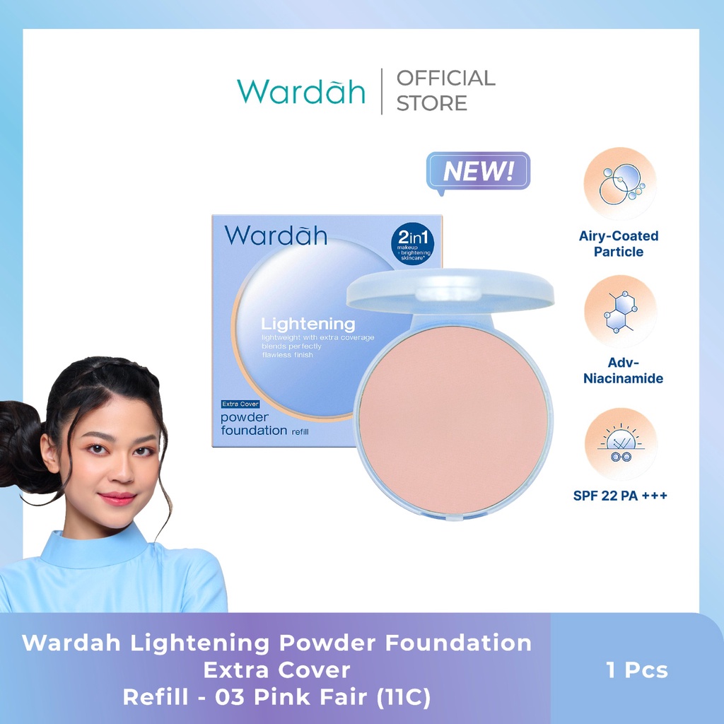 Wardah Lightening Powder Foundation Light Feel 12gr REFILL 03 Pink Fair (11C)