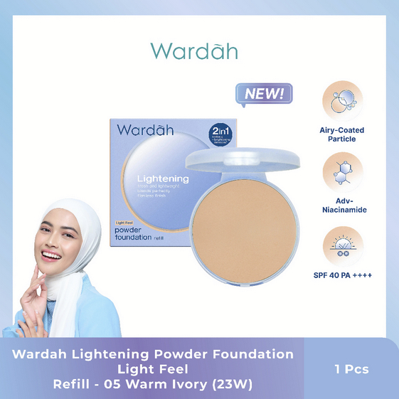 Wardah Lightening Powder Foundation Light Feel 12gr REFILL 05 Warm Ivory (23W)