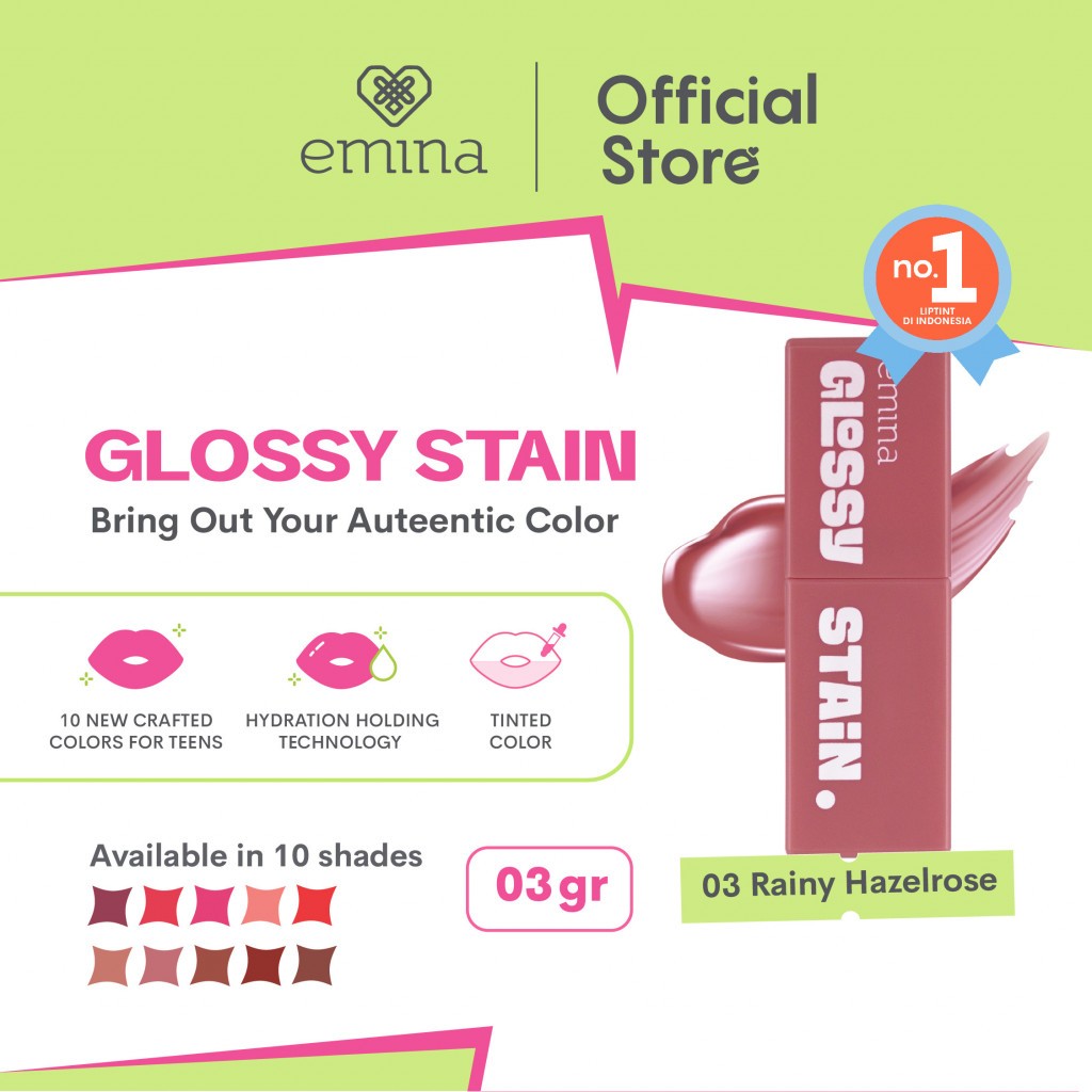 Emina Glossy Stain Liptint 3g - 03 Rainy Hazelrose