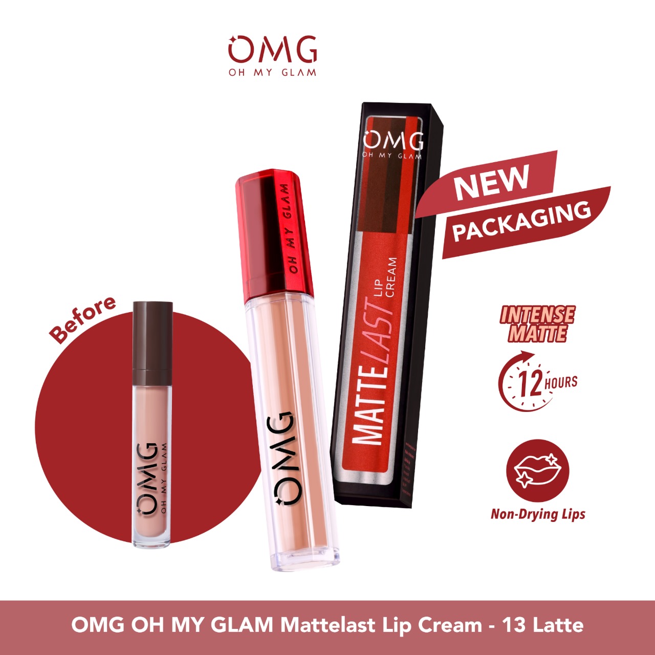 Oh My Glam Mattelast Lip Cream - 13 Latte 3.5g (OMG)
