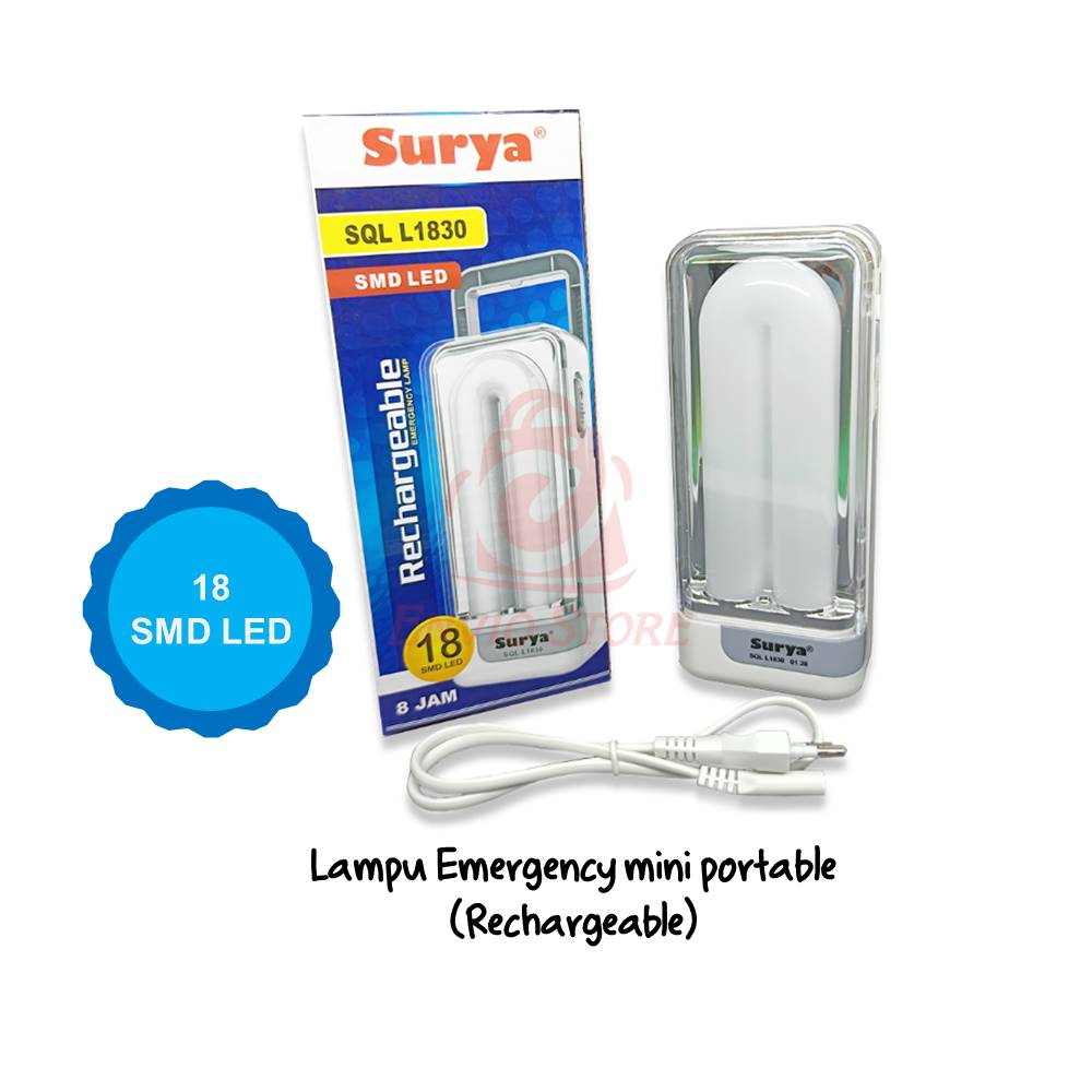 SURYA SQL L1830 Lampu Emergency Light LED 18 SMD Rechargeable