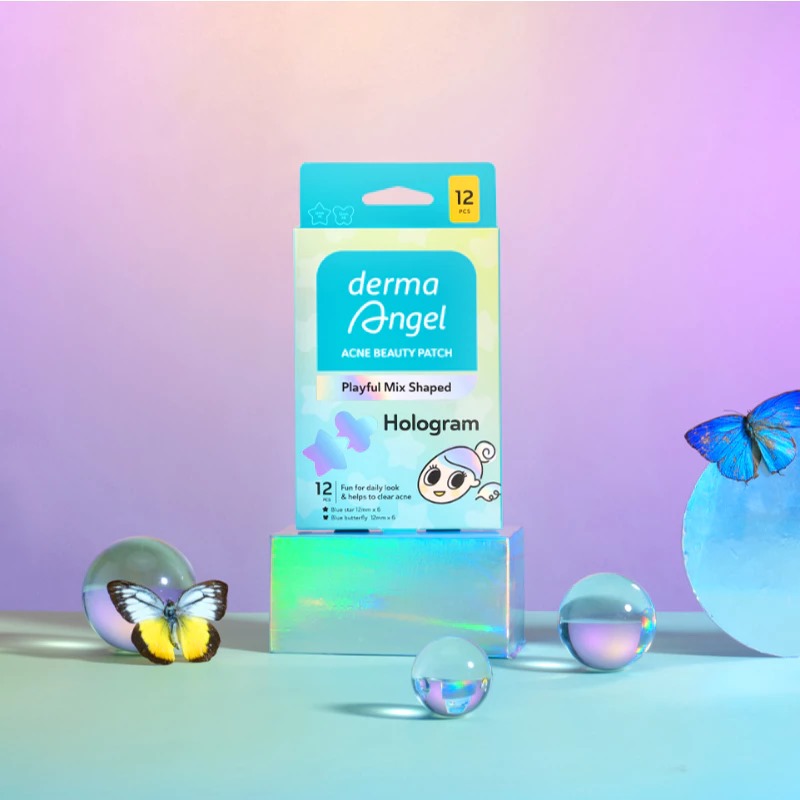 Derma Angel Acne Beauty Patch Playful Mix Shaped 12s - Hologram Star & Butterfly