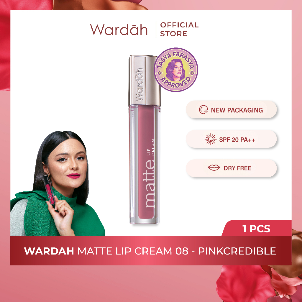 Wardah Exclusive Matte Lip Cream 08 Pinkredible *