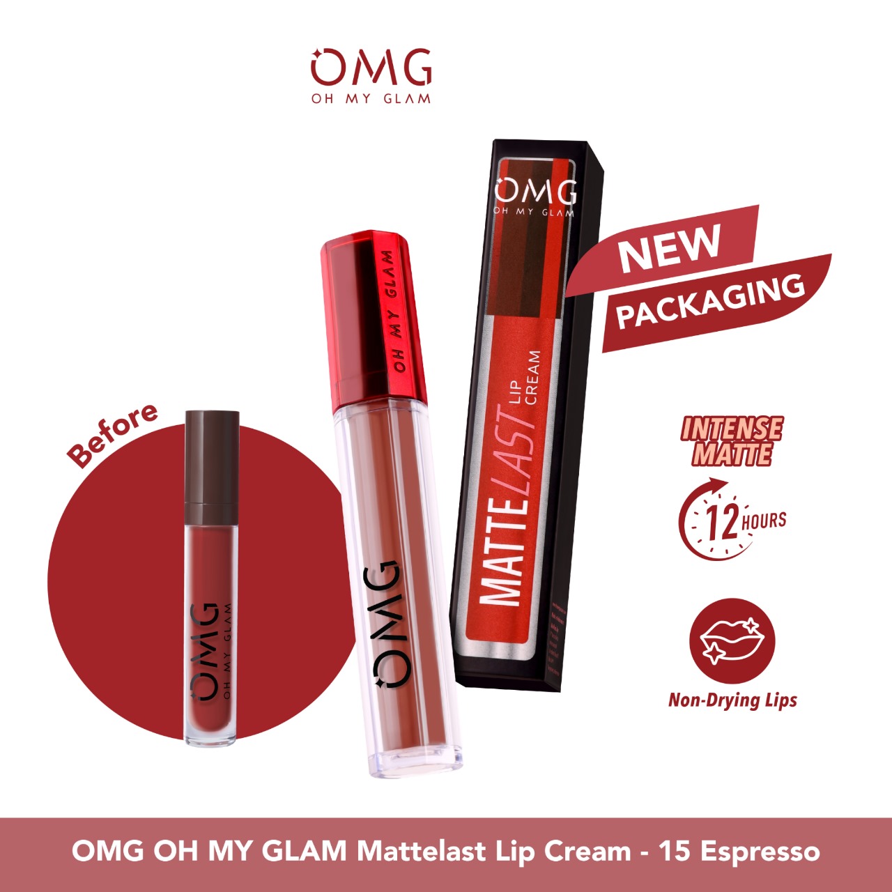 Oh My Glam Mattelast Lip Cream - 15 Espresso 2.9g (OMG)