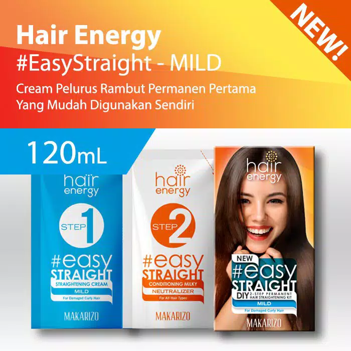 Makarizo Hair Energy Easy Straight DIY2 - Step Kit 120ml Mild Biru