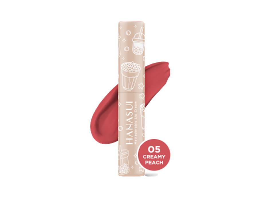 HANASUI Mattedorable Lip Cream BOBA Edition - 05 CREAMY PEACH