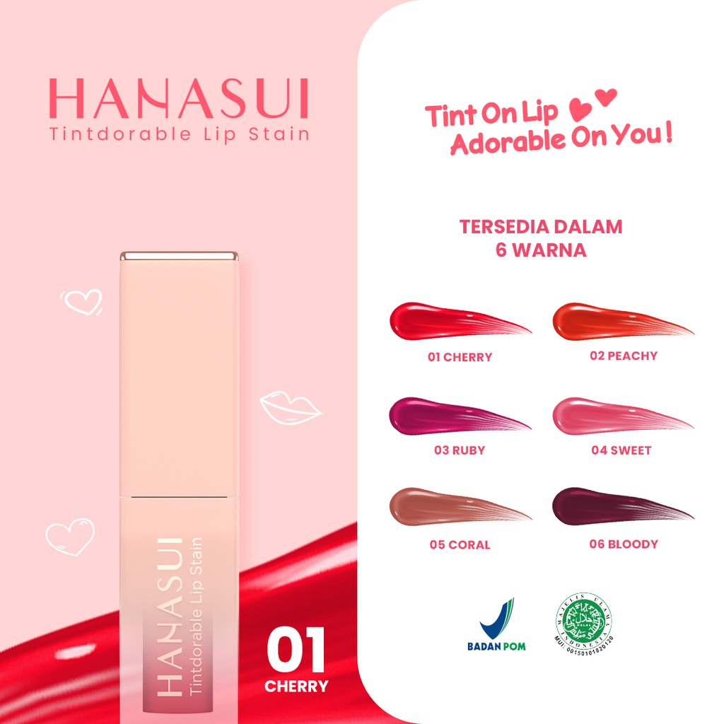 HANASUI Tintdorable Lip Stain - 01 Cherry (Lip Tint)