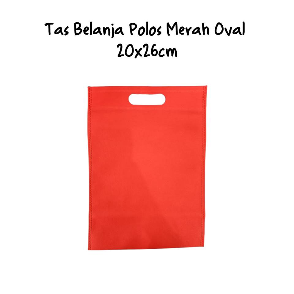 Tas Belanja Polos Merah Oval 20x26cm