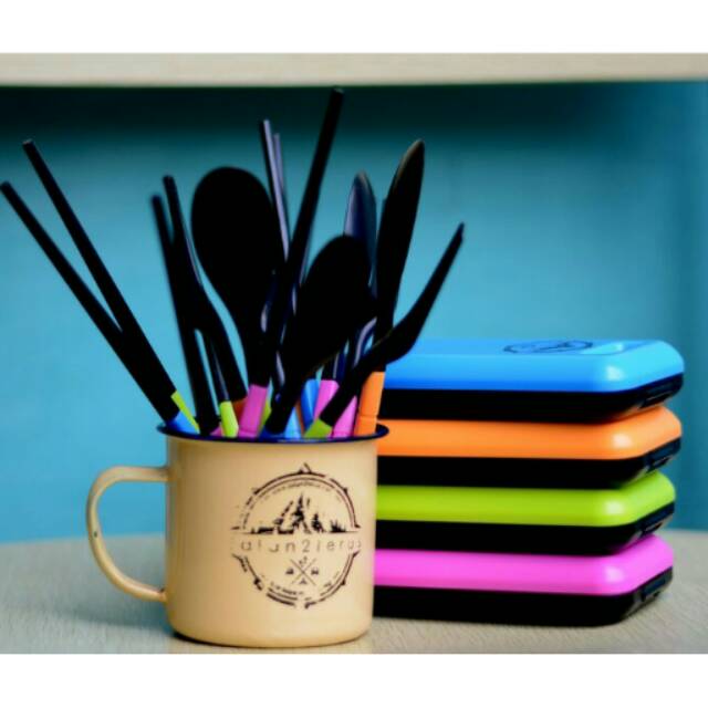 Sendok Travel Set Mini Bahan Plastik (Sendok, Garpu, Sumpit)