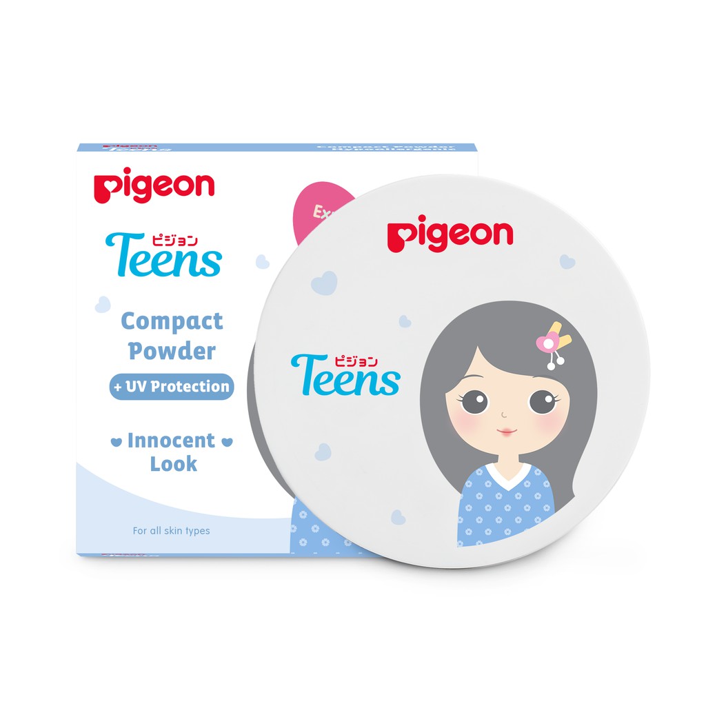 Pigeon Teens Compact Powder + UV Protection Full Size 14gr - Pure White (Pack Biru)