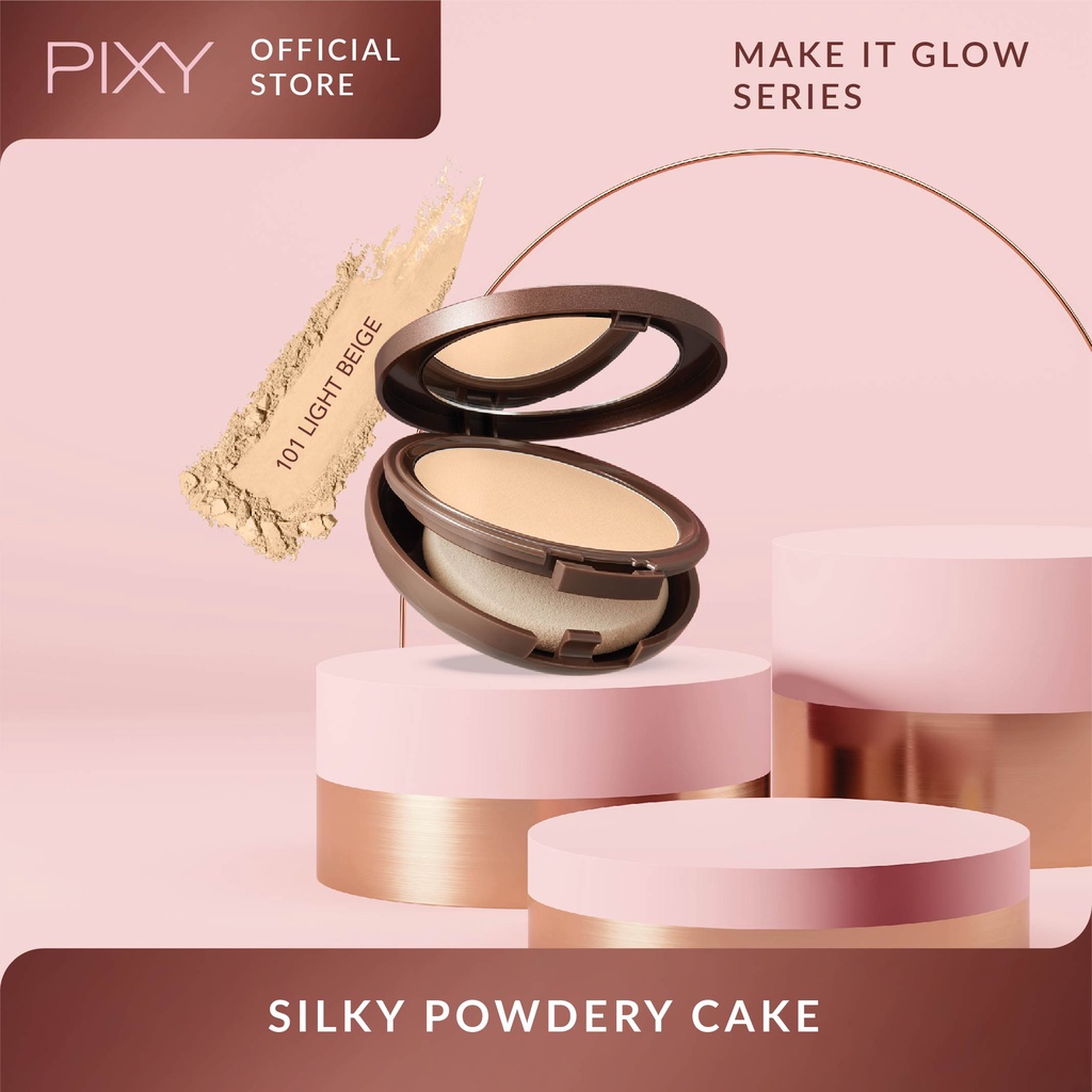 Pixy Make It Glow Silky Powdery Cake FULL SIZE 101 Light Beige