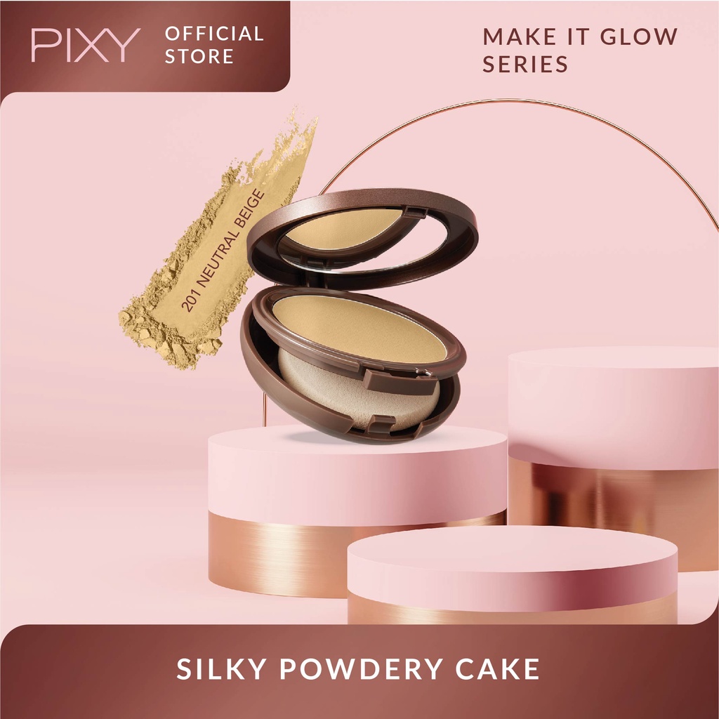 Pixy Make It Glow Silky Powdery Cake FULL SIZE 201 Neutral Beige