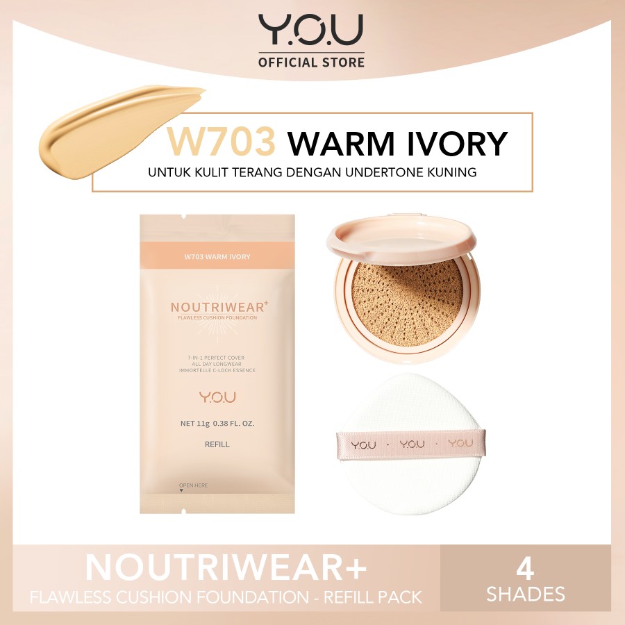 YOU Noutriwear+ Flawless Cushion Foundation REFILL - W703 Warm Ivory