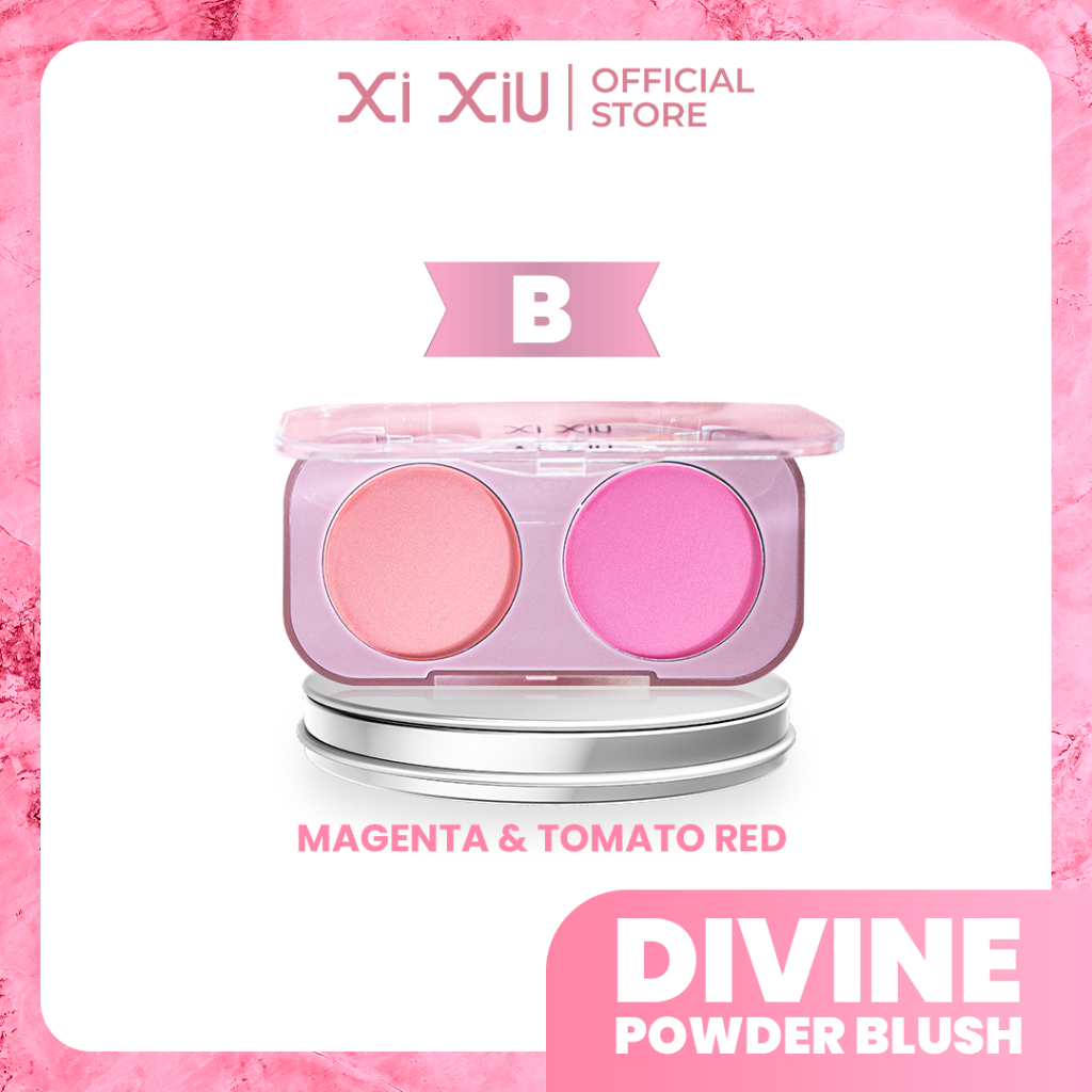 Xi Xiu Powder Blush 2in1 - B Magenta & Tomato Red