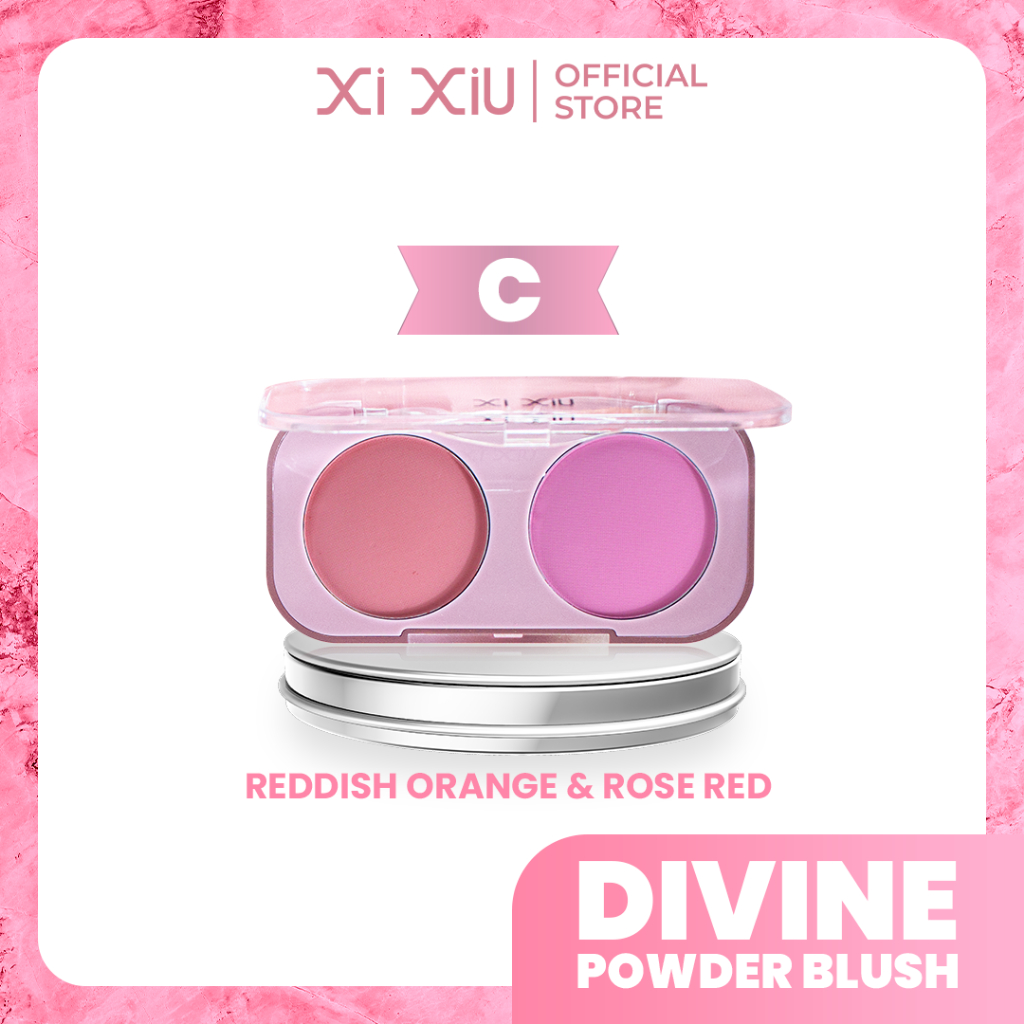 Xi Xiu Powder Blush 2in1 - C Reddish Orange & Rose Red