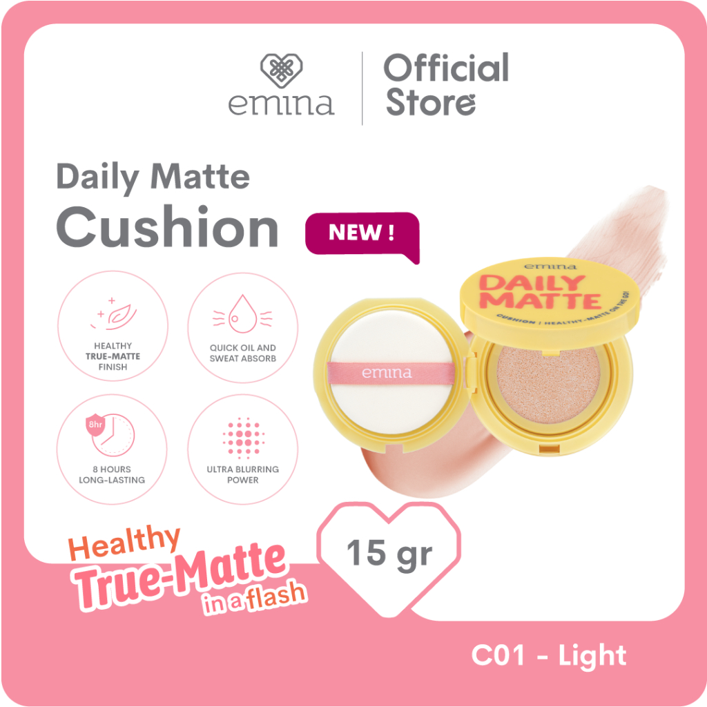 Emina Daily Matte Cushion SPF25 PA++ 15gr - C01 Light