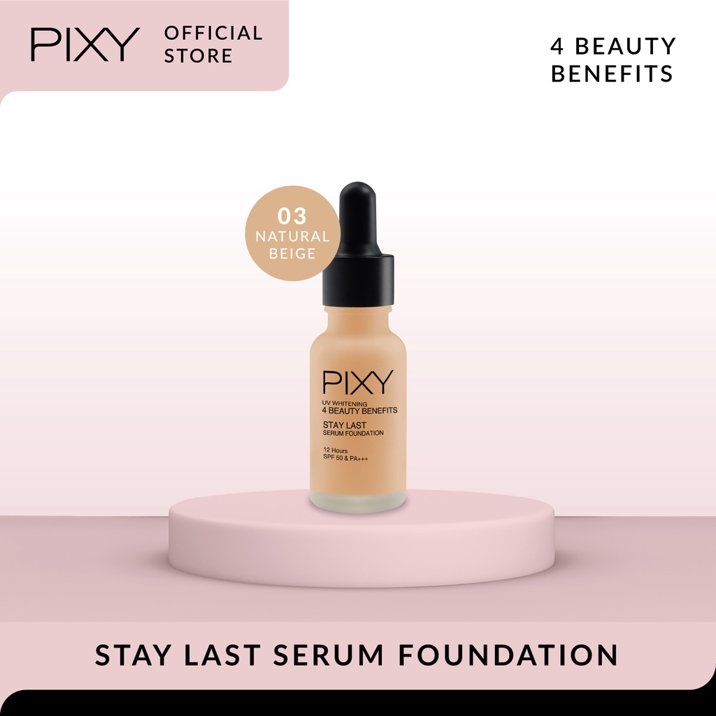 Pixy UV Whitening 4 Beauty Benefit Stay Last Serum Foundation - 03 Natural Beige