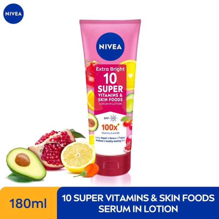 Nivea Extra Bright 10 Super Vitamins & Skin Foods Serum 180ml