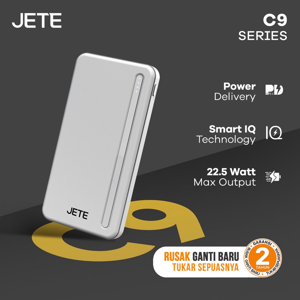 JETE Powerbank C9 Series 10000mAh - Power Delivery 3 Output (22.5W)