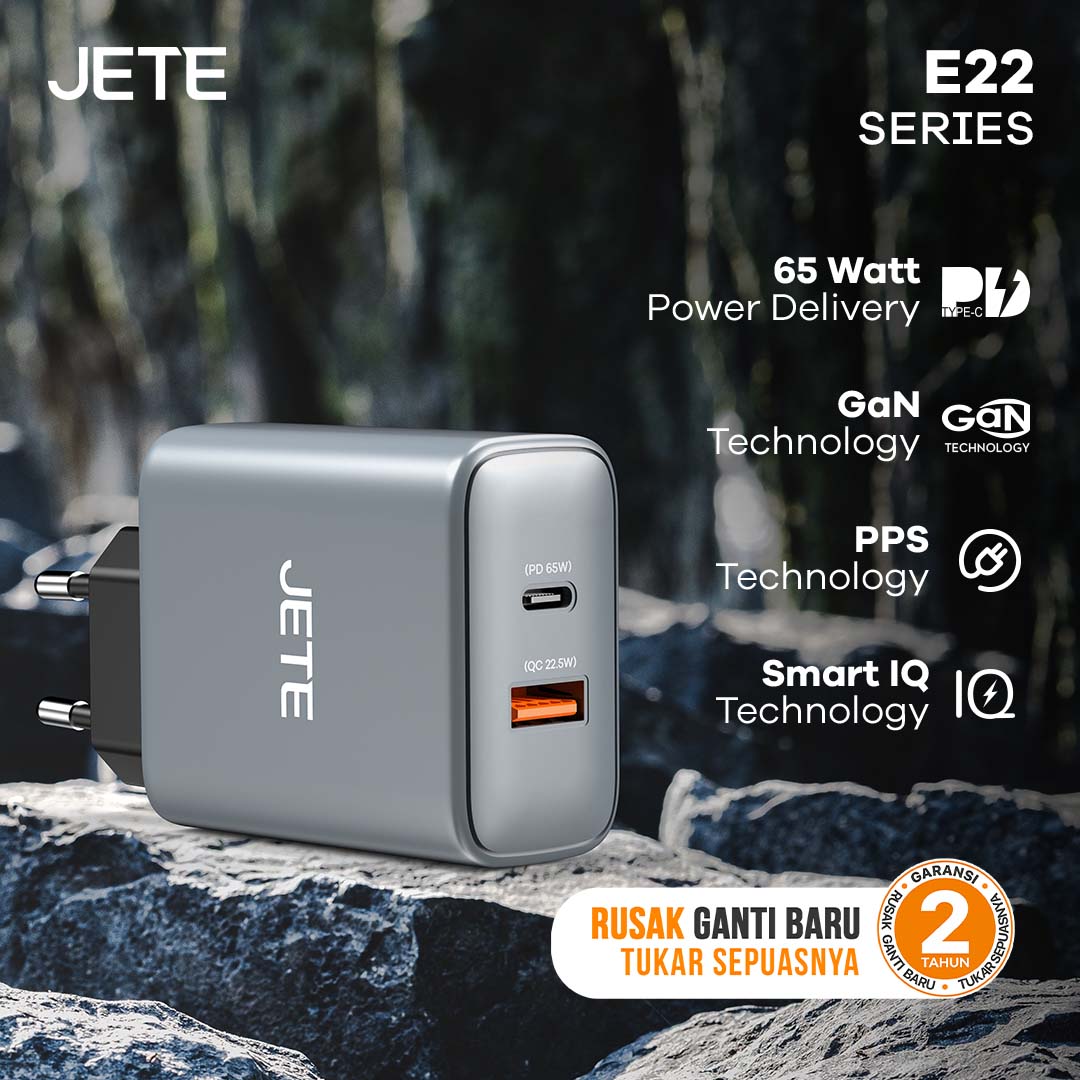 JETE Adaptor E22 GaN 2Out 65W