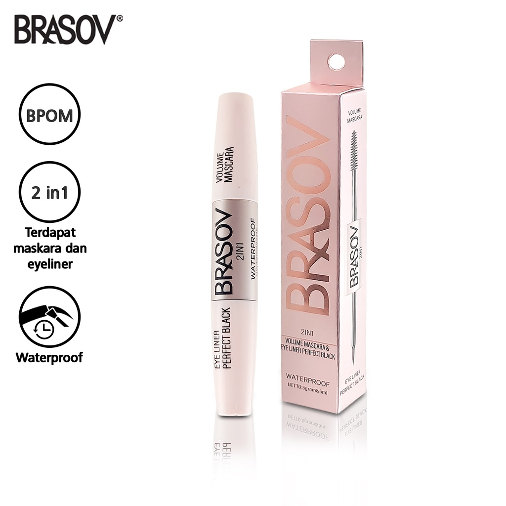 Brasov 2in1 Volume Mascara & Eyeliner Perfect Black Waterproof