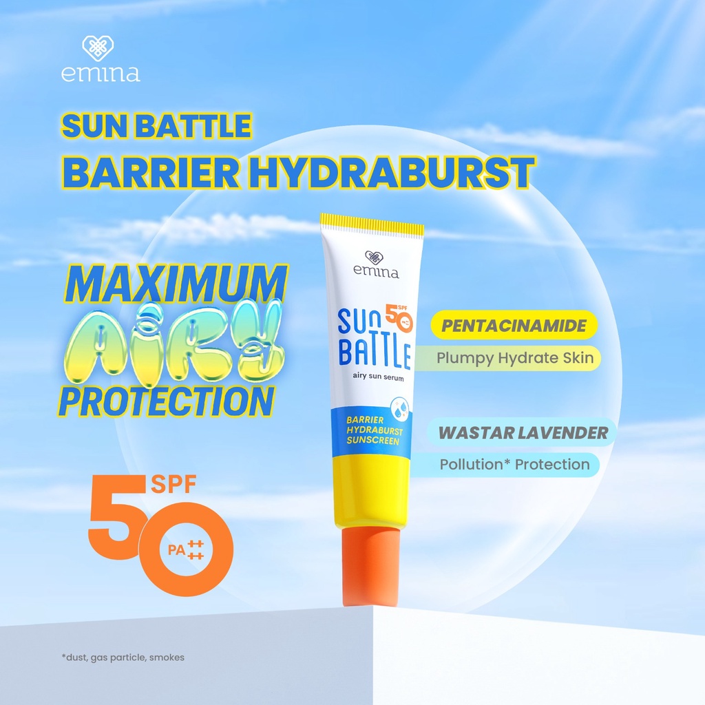 Emina Sun Battle Airy Sun Serum SPF50 PA++++ - Barrier Hydraburst Sunscreen 30ml