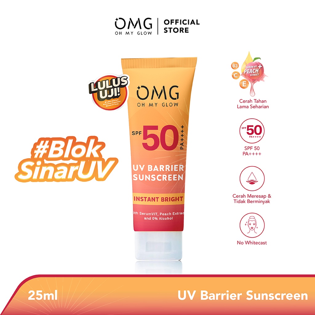 Oh My Glow UV Barrier Sunscreen SPF50 PA++++ 25ml (OMG)