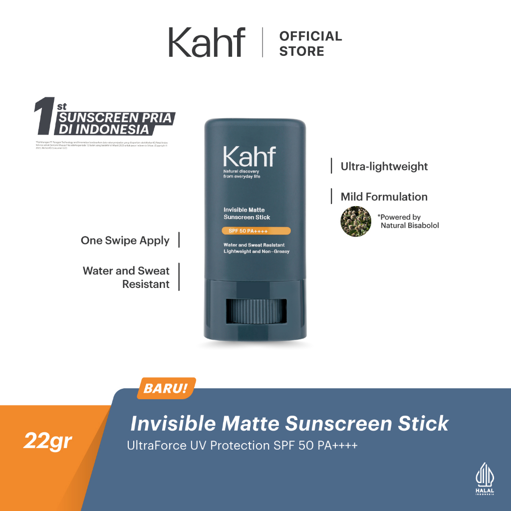 Kahf Invisible Matte Sunscreen Stick SPF 50 PA++++ 22gr