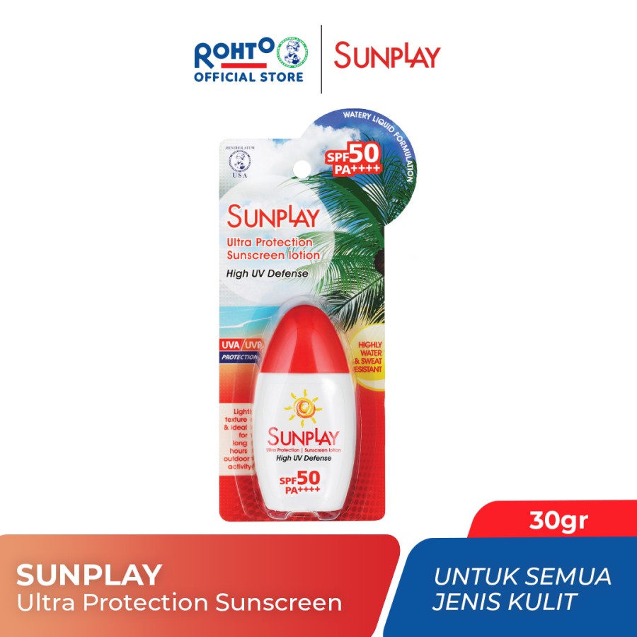 Sunplay Sunscreen Lotion High UV Defense SPF50+ PA++++ 30gr - Ultra Protection (Merah)