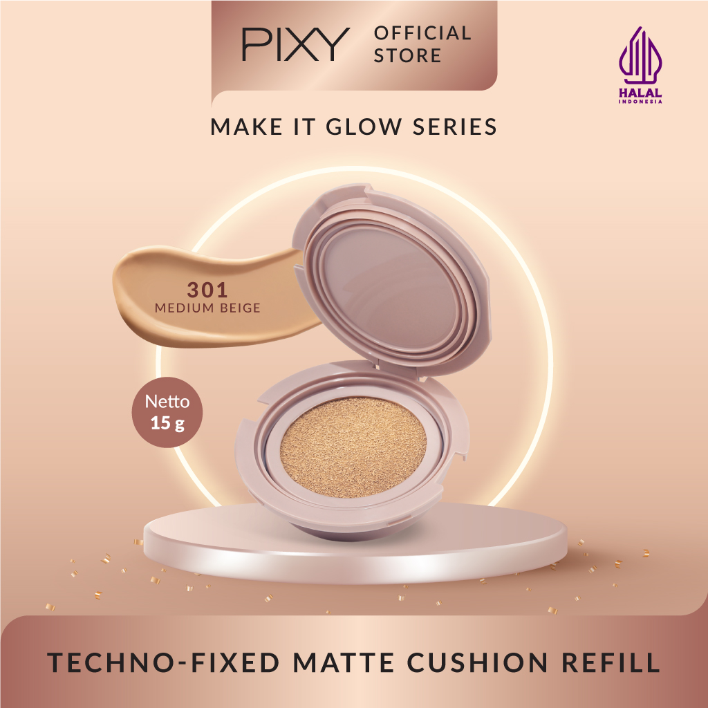 Pixy Make It Glow Techno - Fixed Matte Cushion REFILL 301 Medium Beige