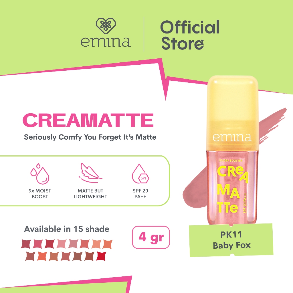Emina Creamatte With Jojoba Booster SPF 20 PA++ 4gr - PK11 Baby Fox