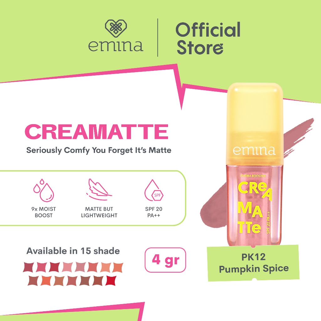 Emina Creamatte With Jojoba Booster SPF 20 PA++ 4gr - PK12 Pumpkin Spice