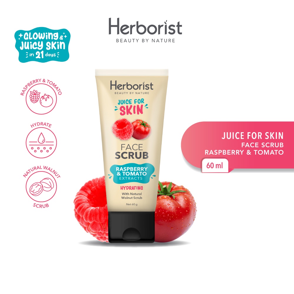 Herborist Juice For Skin Face Scrub 60gr - Raspberry & Tomato (Hydrating)
