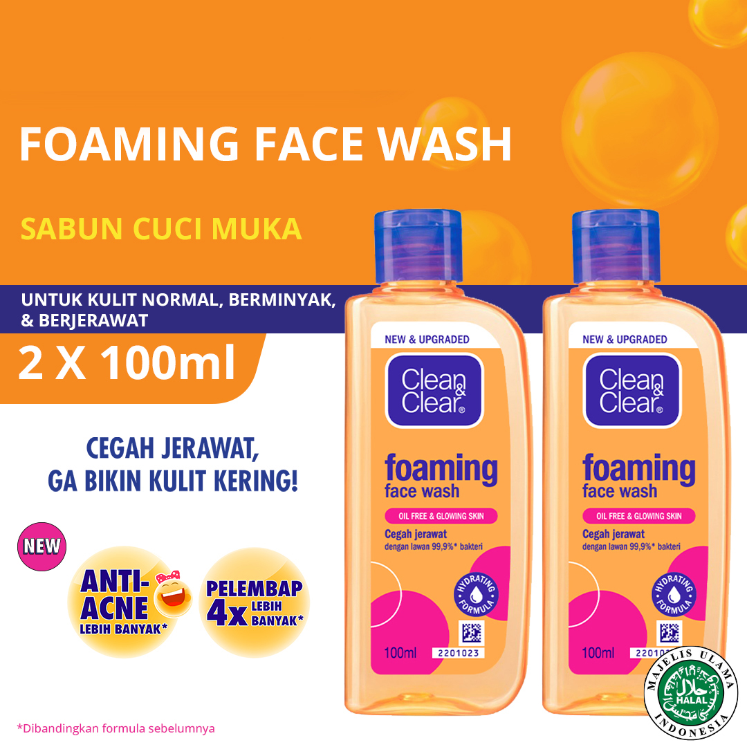 (Isi 2pcs) Clean & Clear Foaming Face Wash 100ml