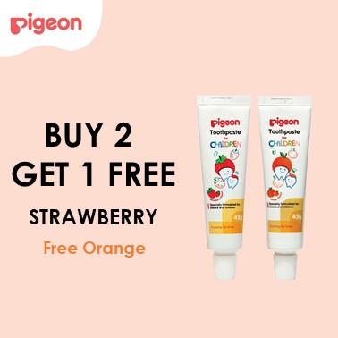 (BELI 2 GRATIS 1) Pigeon Baby Toothpaste 45gr - Strawberry (Pasta Gigi Anak-Anak)