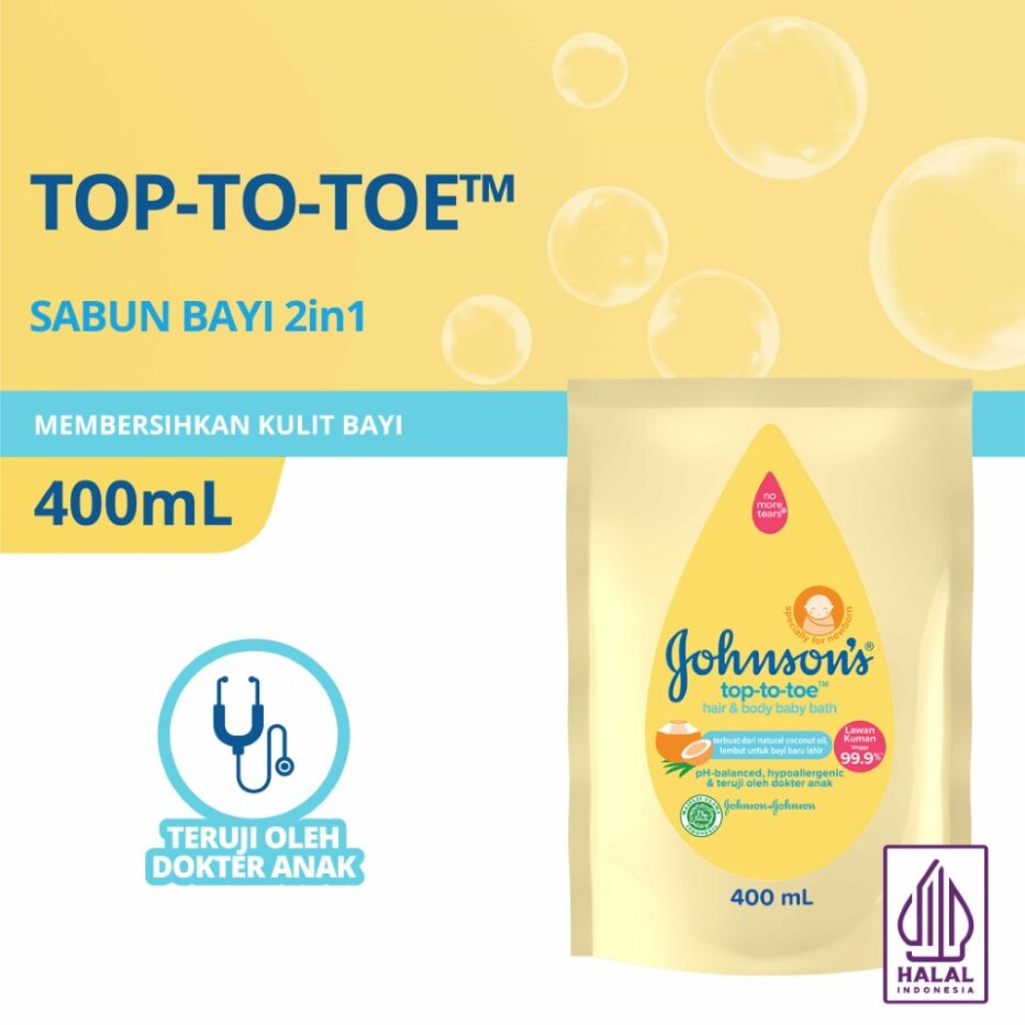 Johnsons Baby Hair & Body Baby Bath - Top To Toe REFILL 400ml