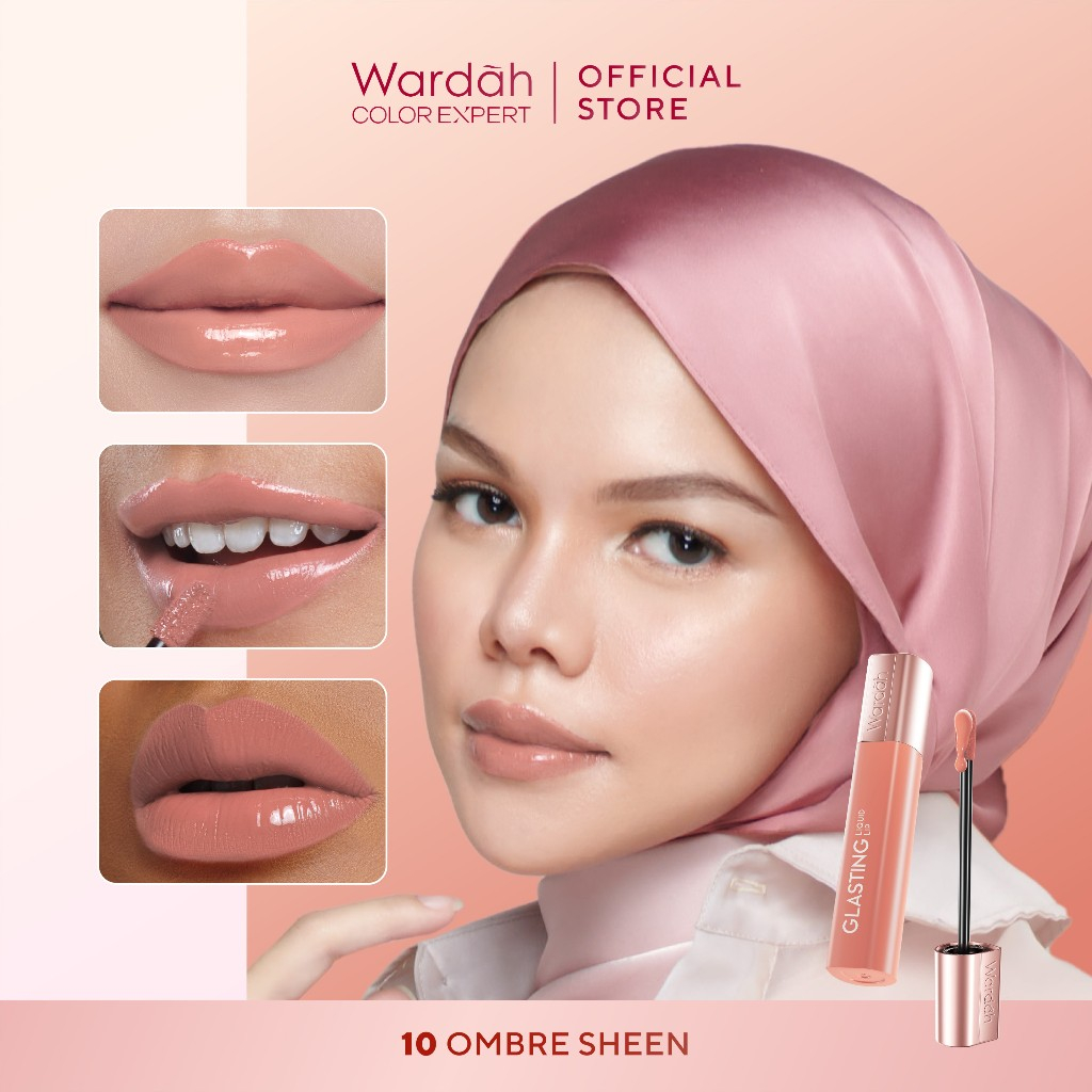 Wardah Glasting Liquid Lip 3.5gr (Lip Cream Transferproof) - 10 Ombre Sheen